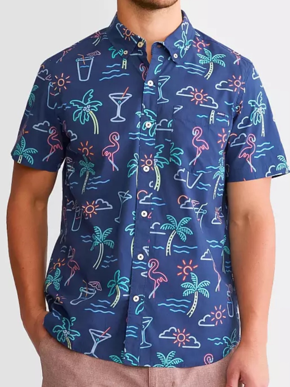 Chubbies "The Neon Light" Performance Friday Shirt Medium Blue